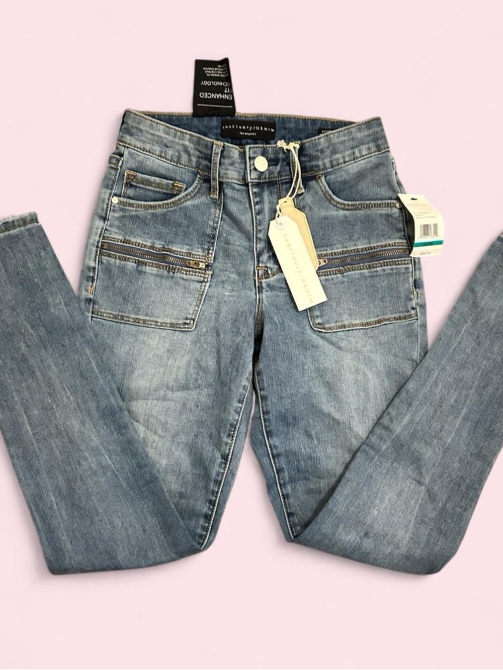 Sanctuary Women's Medium Blue Skinny Jeans with Front Zip Pockets